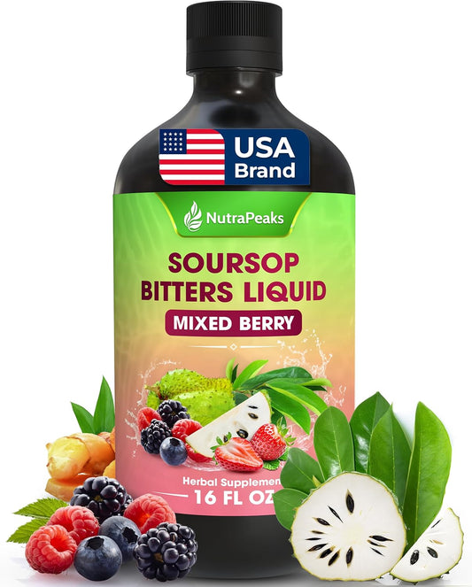 ClearLifeHealth Soursop Bitters Liquid – Herbal Daily Wellness Formula with Soursop, Ginger, Turmeric & Black Seed Mixed Berry Flavor